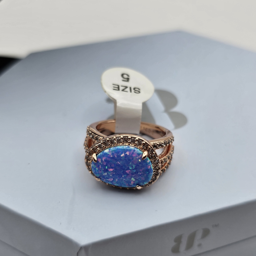 NEW Bomb Party "Show Me the Glam" Ring Emerald Fire Opal on Rose Gold $170 MSRP